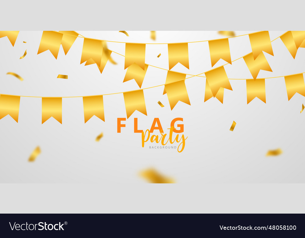 Flag celebration confetti and ribbons gold frame