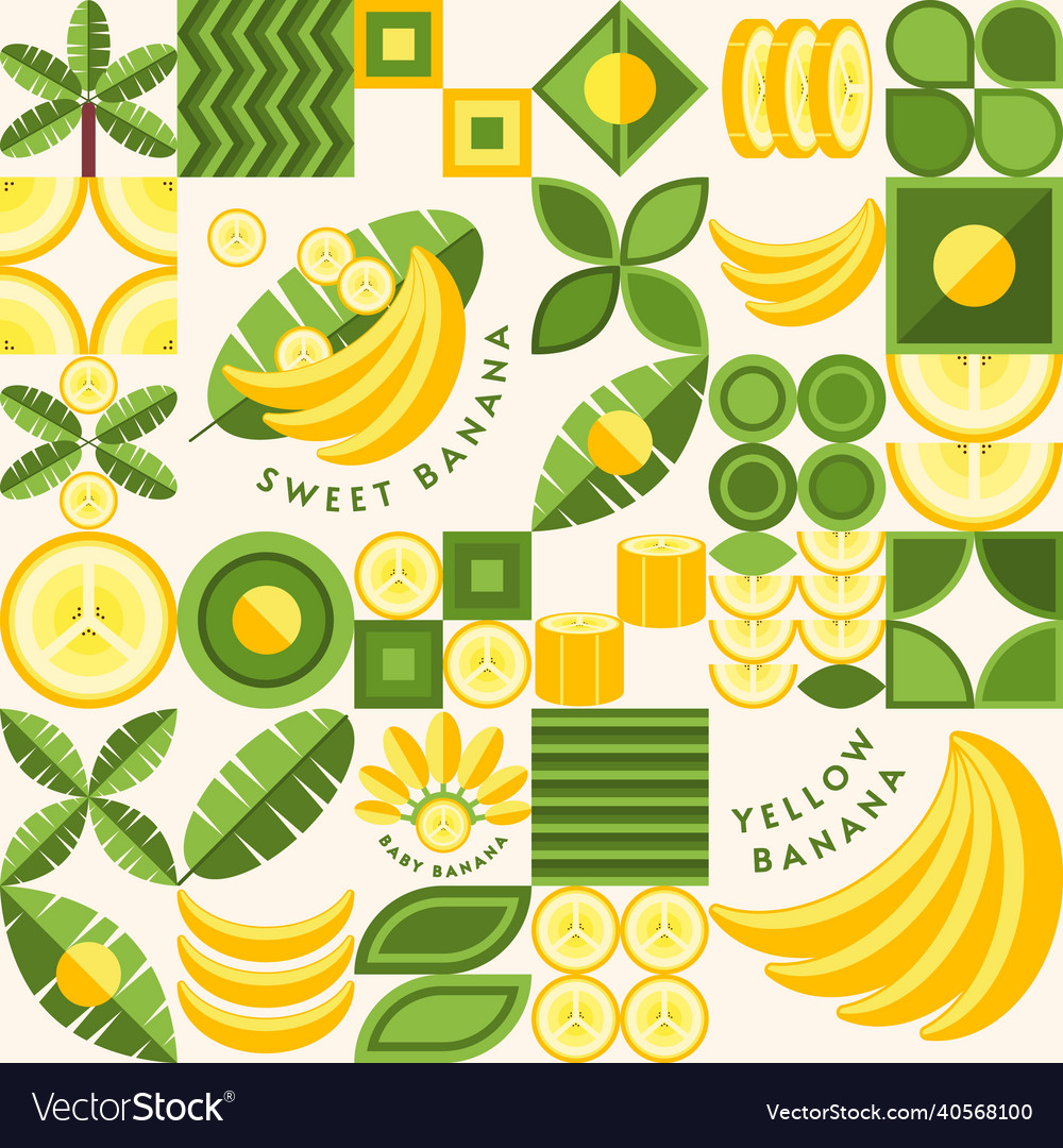 Geometric background with banana design elements vector image Geometric background with banana design elements