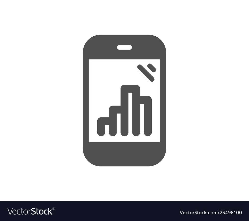 Graph phone icon column chart sign vector image Graph phone icon column chart sign