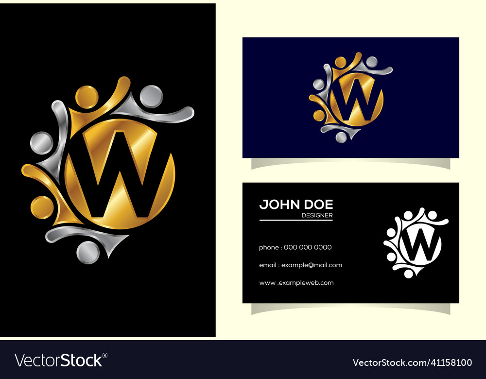 Initial w monogram alphabet with connecting vector image Initial w monogram alphabet with connecting