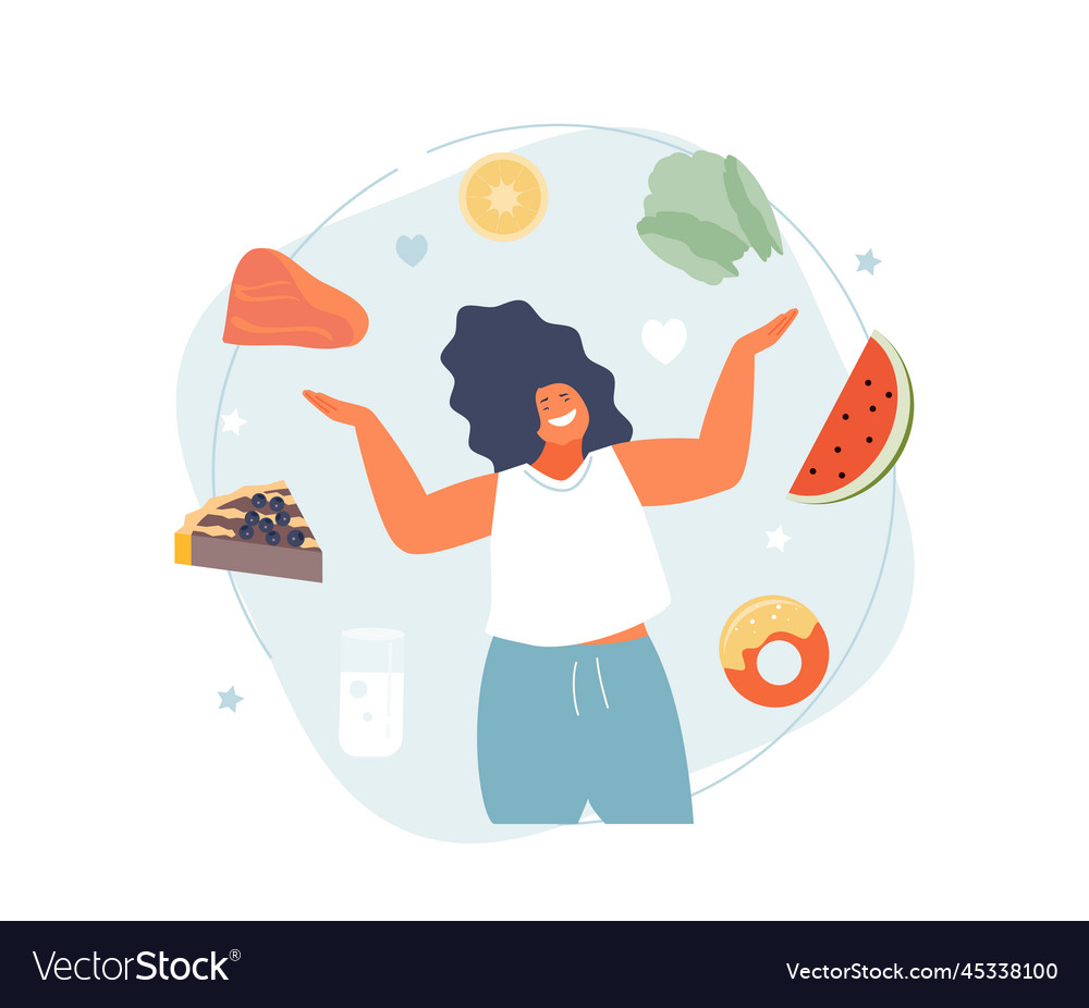 Intuitive eating mindful food consumption Vector Image