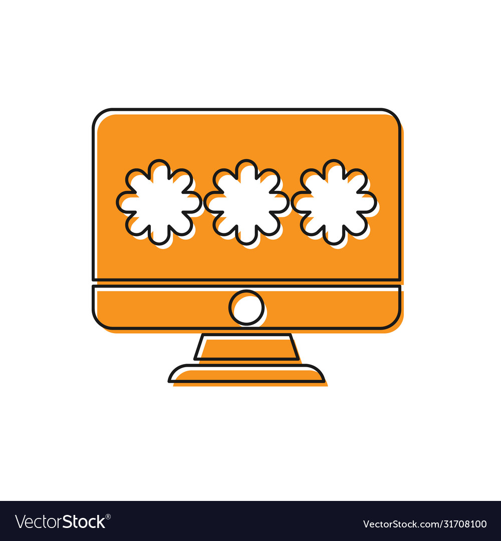 Orange monitor with password notification icon Vector Image Orange monitor with password notification icon