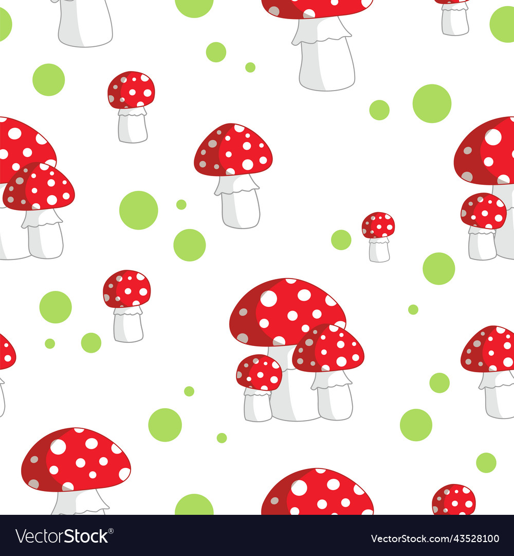 Seamless pattern mushroom toadstool fungus Vector Image