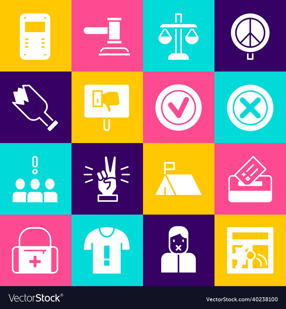 Set broken window vote box x mark cross circle Vector Image Set broken window vote box x mark cross circle