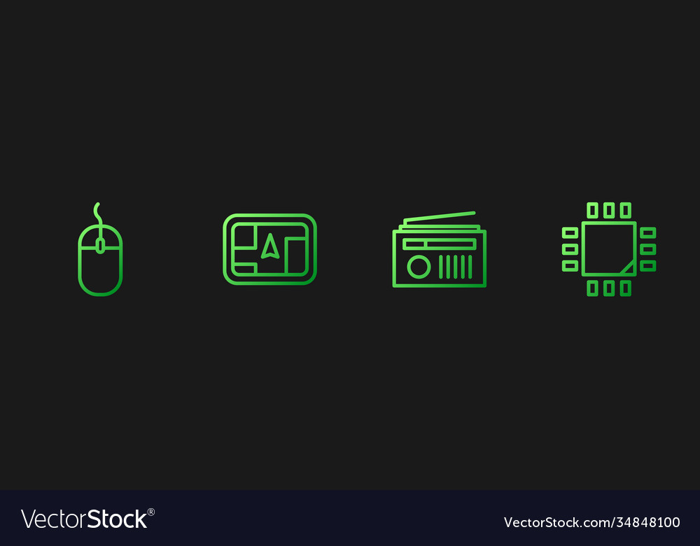 Set line radio with antenna computer mouse gps vector image Set line radio with antenna computer mouse gps