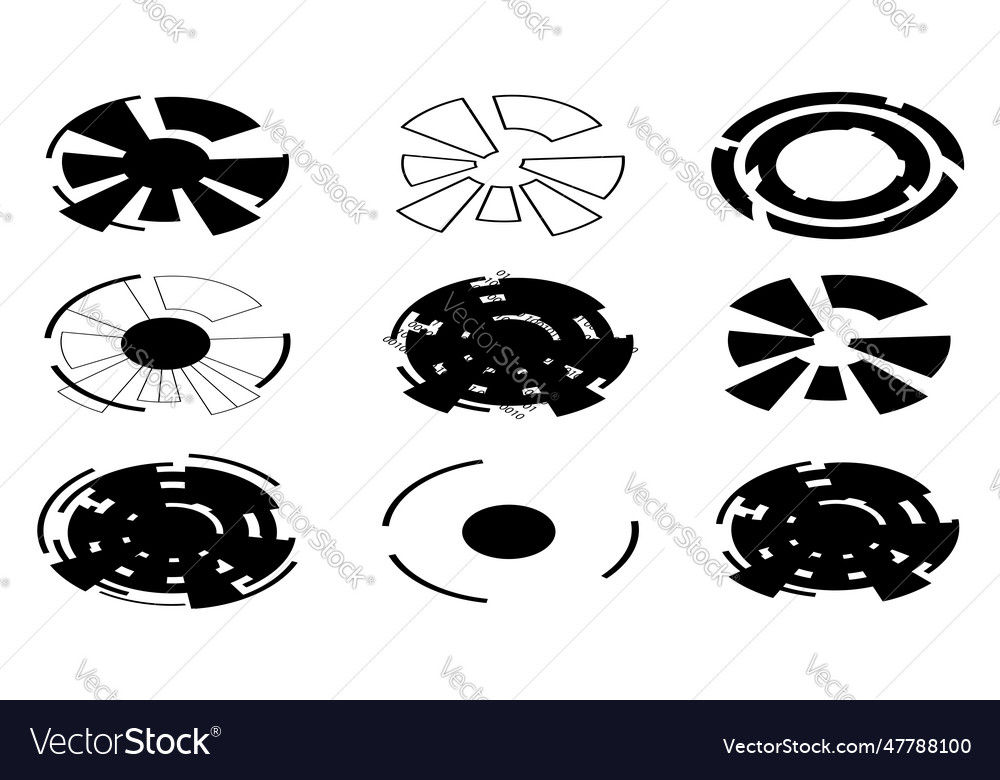 Set of isometric circular cliparts or digital