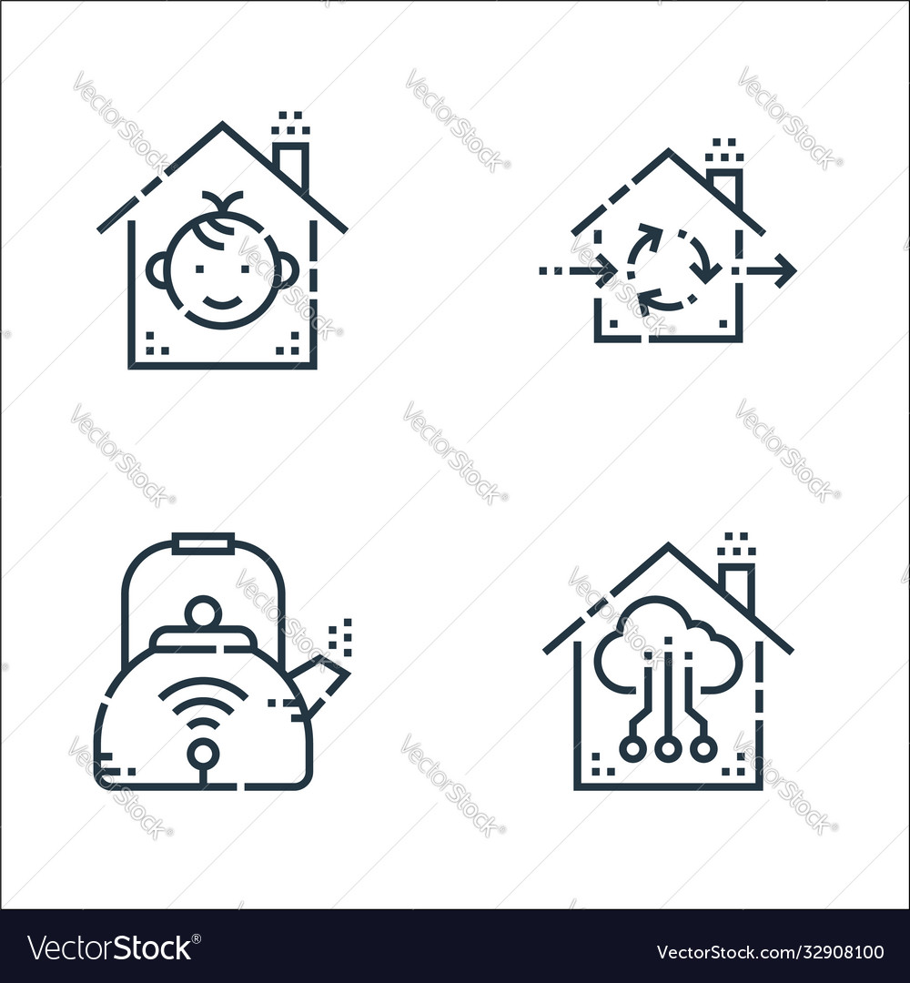 Smarthome line icons linear set quality