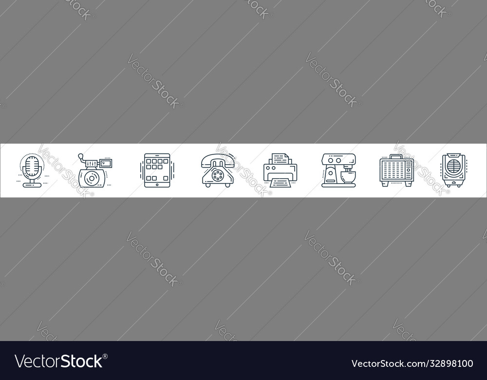 Technology devices line icons linear set quality vector image Technology devices line icons linear set quality