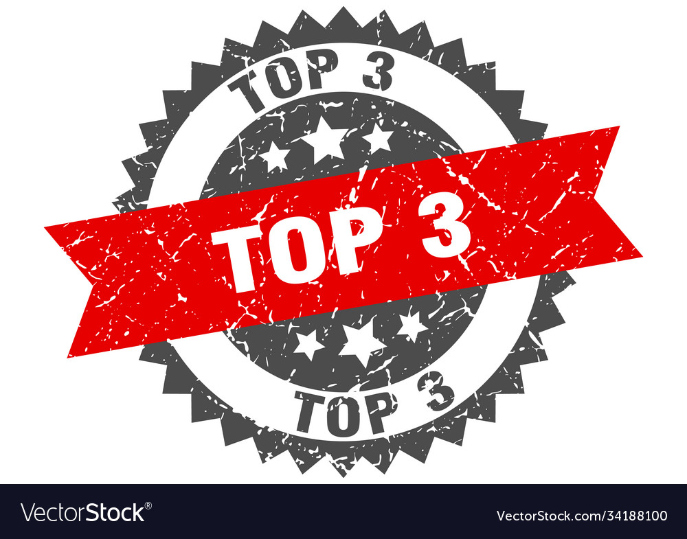 Top 3 Stempel Grunge rundes Schild mit Band