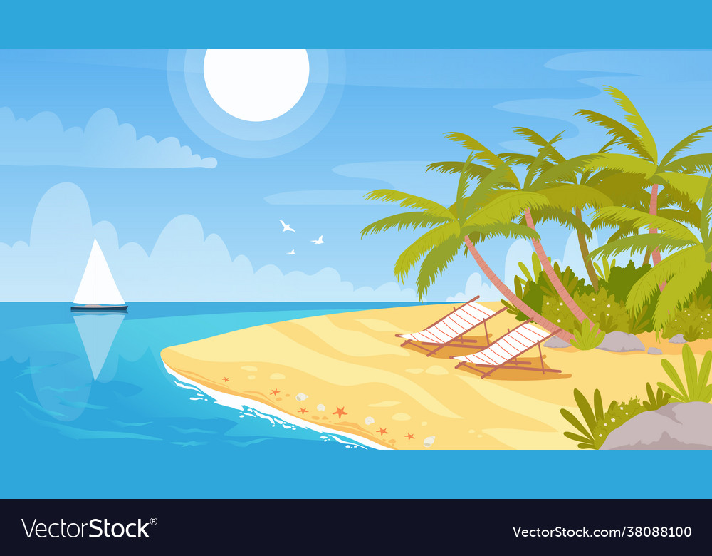 Tropical island landscape sea shore scenery