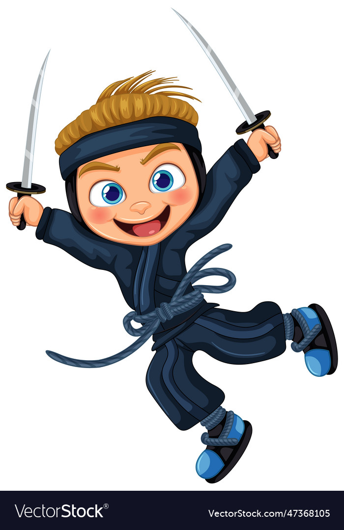 Asian ninja cartoon character Royalty Free Vector Image