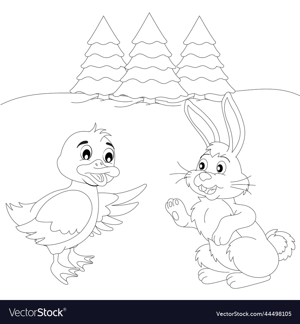 Best friends duck and rabbit are talking black