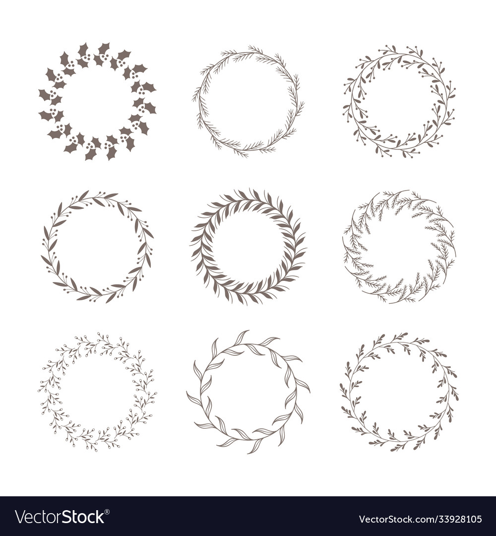 Christmas winter vintage wreath botanical Vector Image