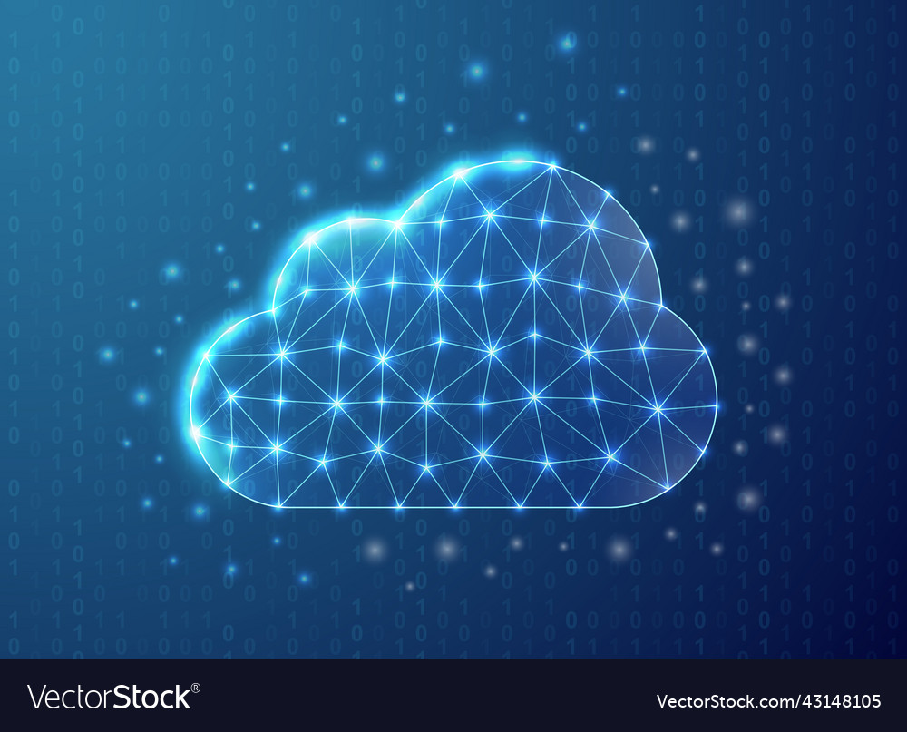 Cloud polygonal symbol with binary code background Vector Image Cloud polygonal symbol with binary code background