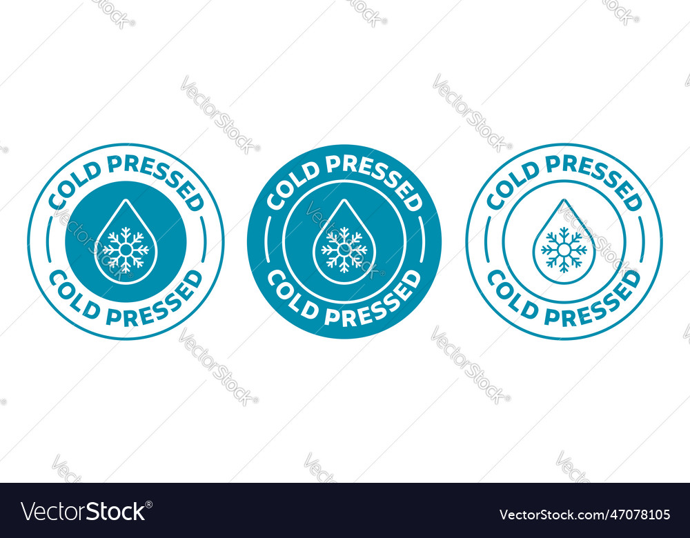 Cold pressed oil icon set in blue color isolated