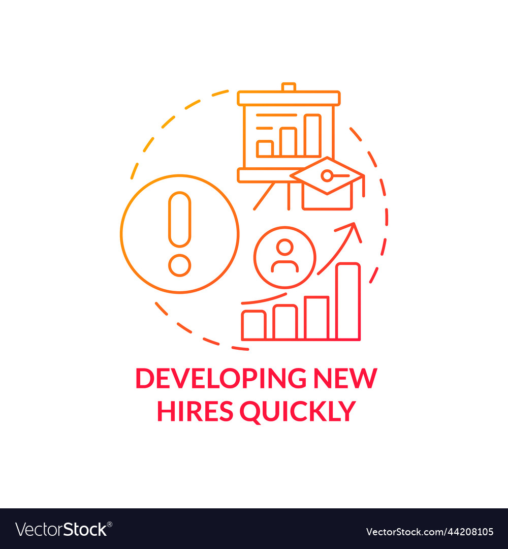 Developing new hires quickly red gradient concept vector image Developing new hires quickly red gradient concept