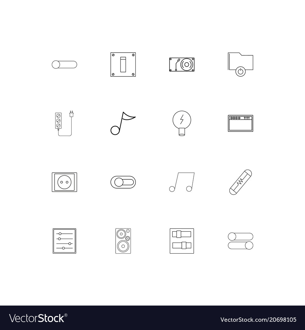 Electrical simple linear icons set outlined