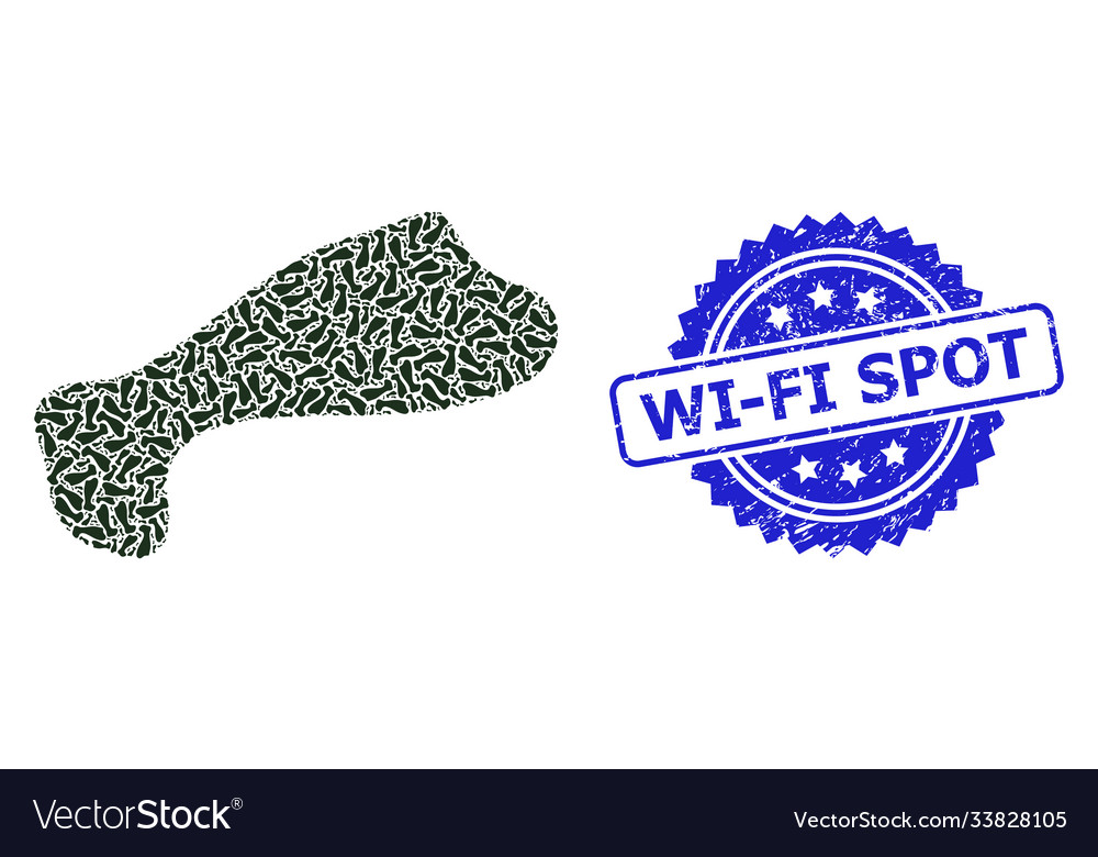 Grunge wi-fi spot stamp and recursion icon vector image Grunge wi-fi spot stamp and recursion icon