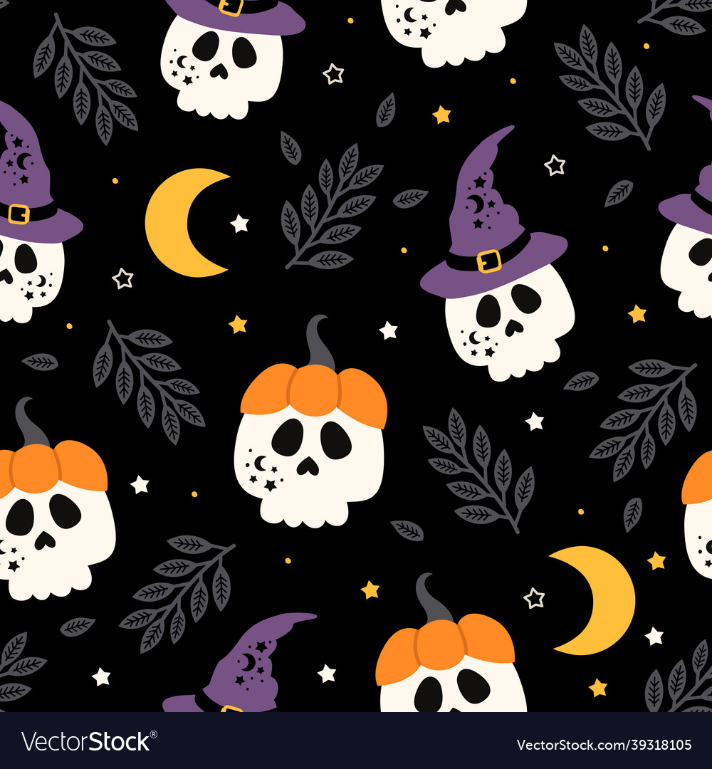 Halloween Skull & Moon Pattern