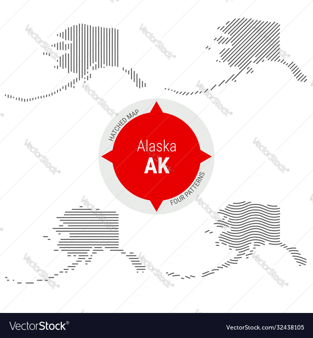 Hatched pattern map alaska stylized simple vector image Hatched pattern map alaska stylized simple