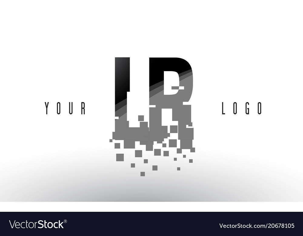 Lr l r Pixelbuchstaben-Logo mit digital zerstreut