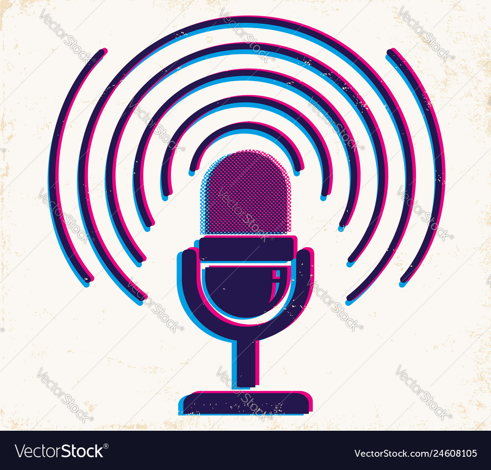 Microphone on old paper background