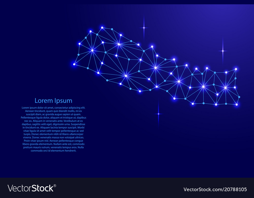 Nepal map of polygonal mosaic lines network rays Vector Image Nepal map of polygonal mosaic lines network rays