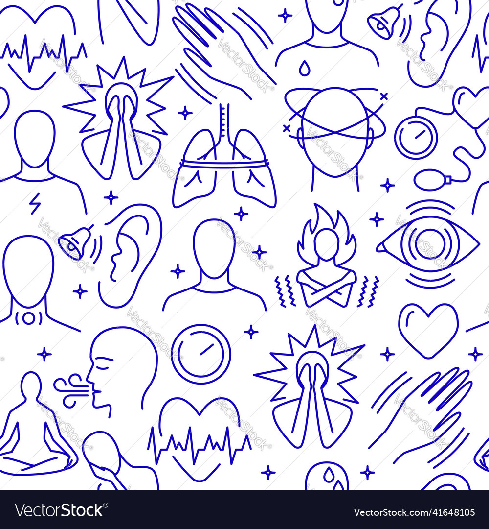 Panic disorder seamless pattern in line style vector image Panic disorder seamless pattern in line style