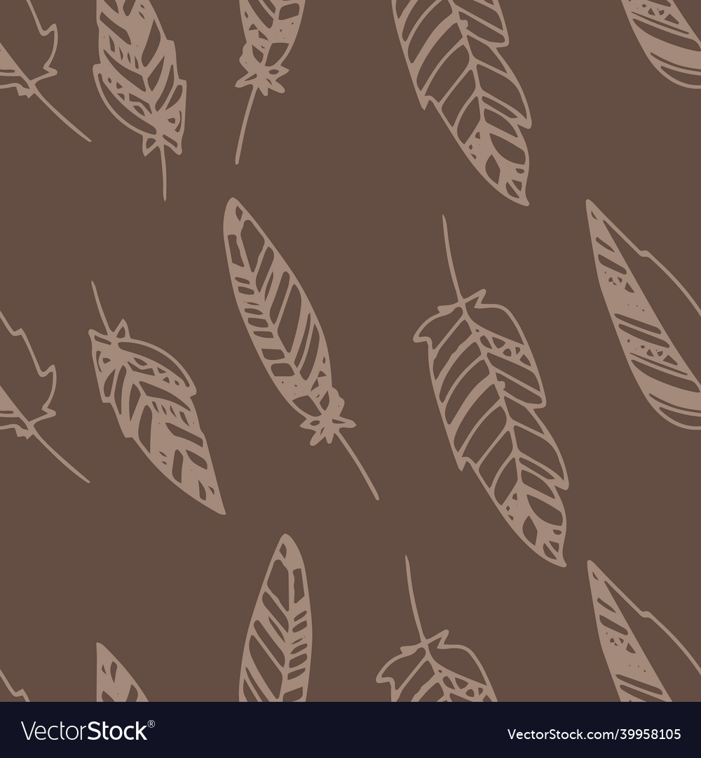 Seamless pattern with boho style feathers hand vector image Seamless pattern with boho style feathers hand