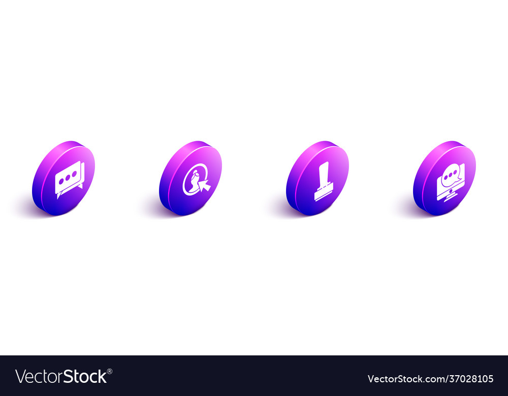 Set isometric speech bubble chat create account vector image Set isometric speech bubble chat create account