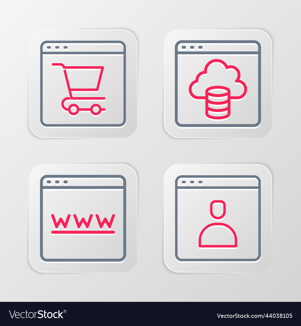 Set line create account screen browser window vector image Set line create account screen browser window