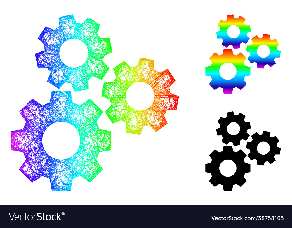 Spectrum net gradient gear mechanism icon vector image Spectrum net gradient gear mechanism icon