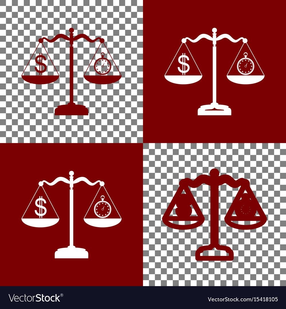 Stopwatch and dollar symbol on scales