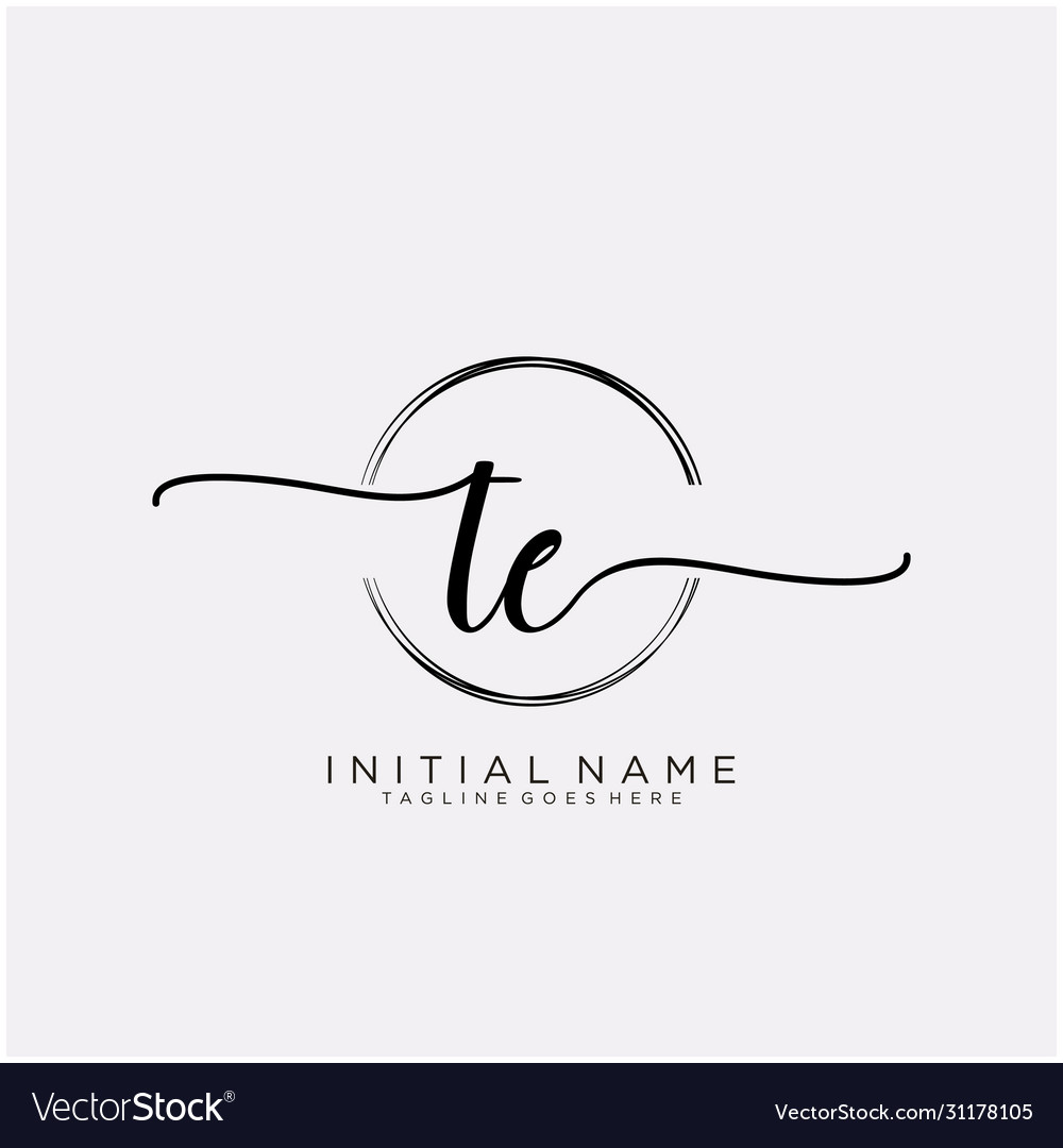 Te initial handwriting logo with circle template