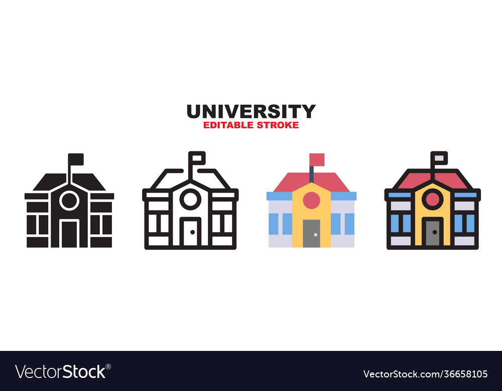 University icon set with different styles Vector Image University icon set with different styles