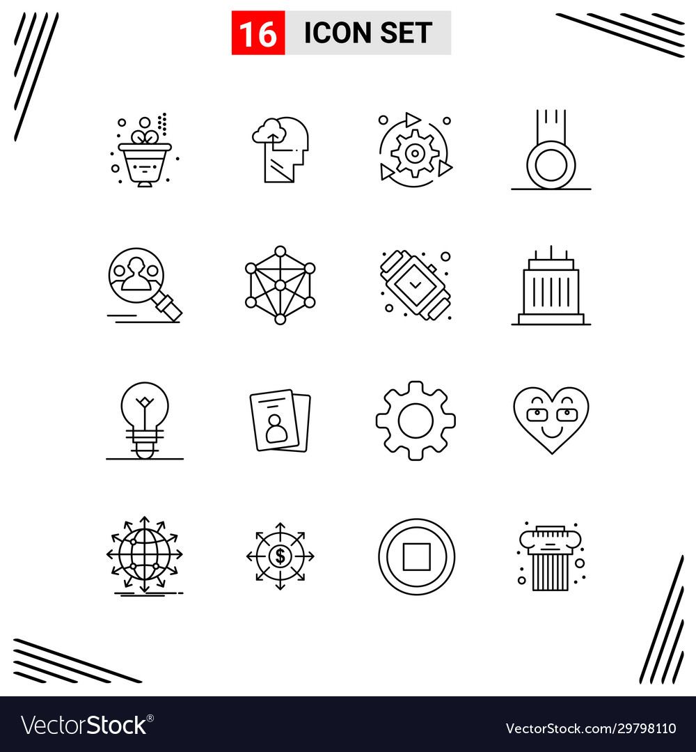 16 icons line style grid based creative outline vector image 16 icons line style grid based creative outline