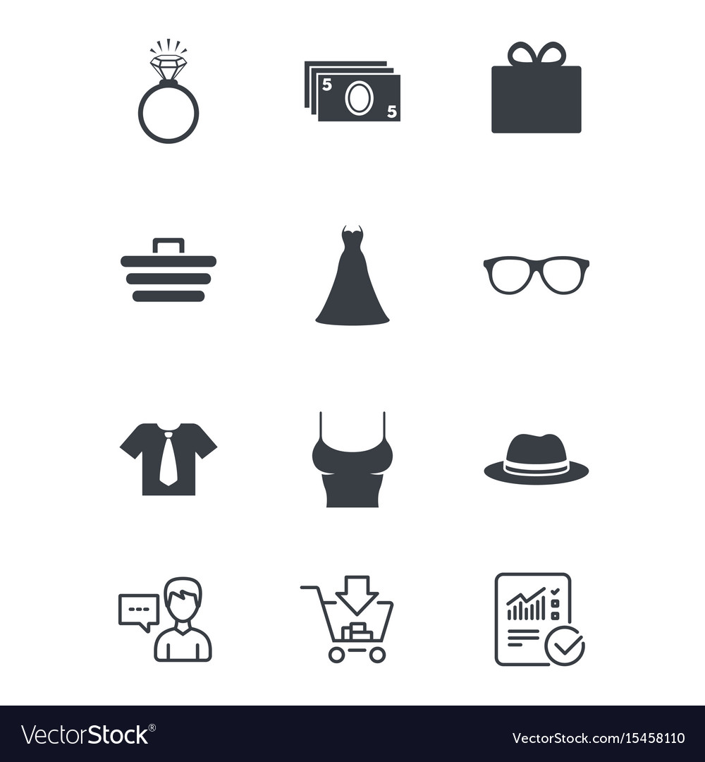 Accessories clothes icons shopping signs