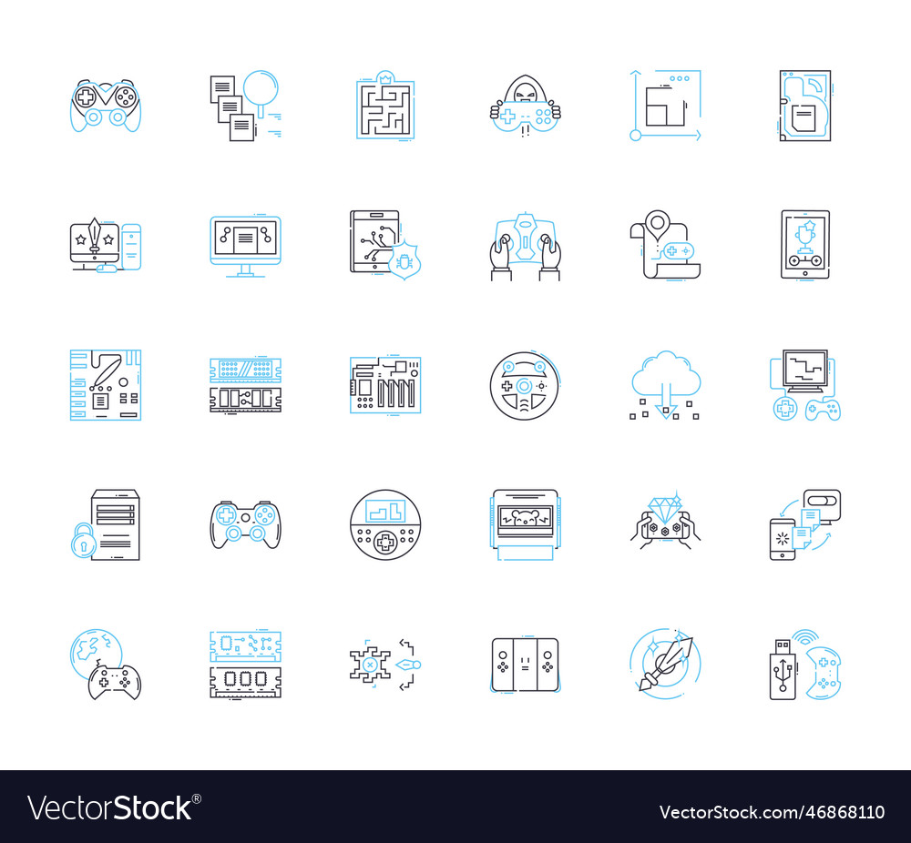 Artificial intelligence linear icons set Vector Image Artificial intelligence linear icons set