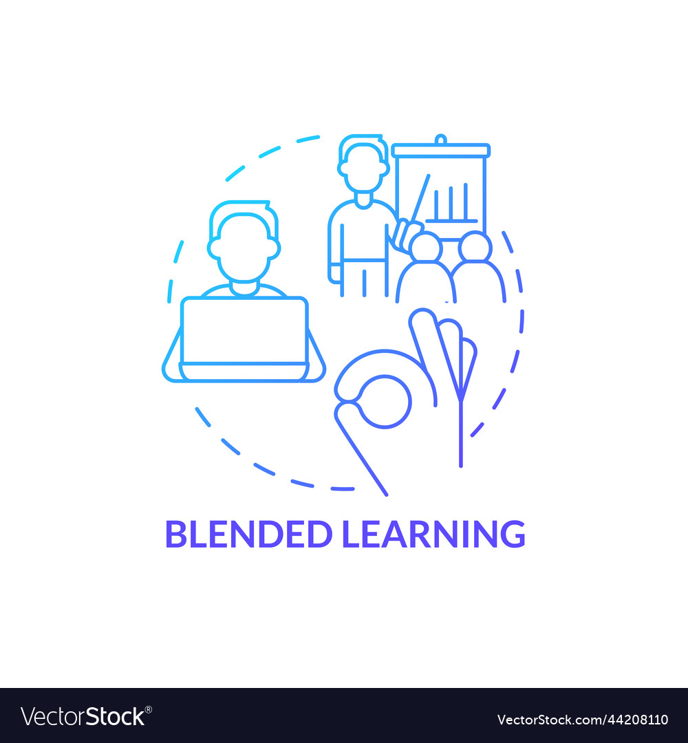 Blended learning blue gradient concept icon Vector Image Blended learning blue gradient concept icon