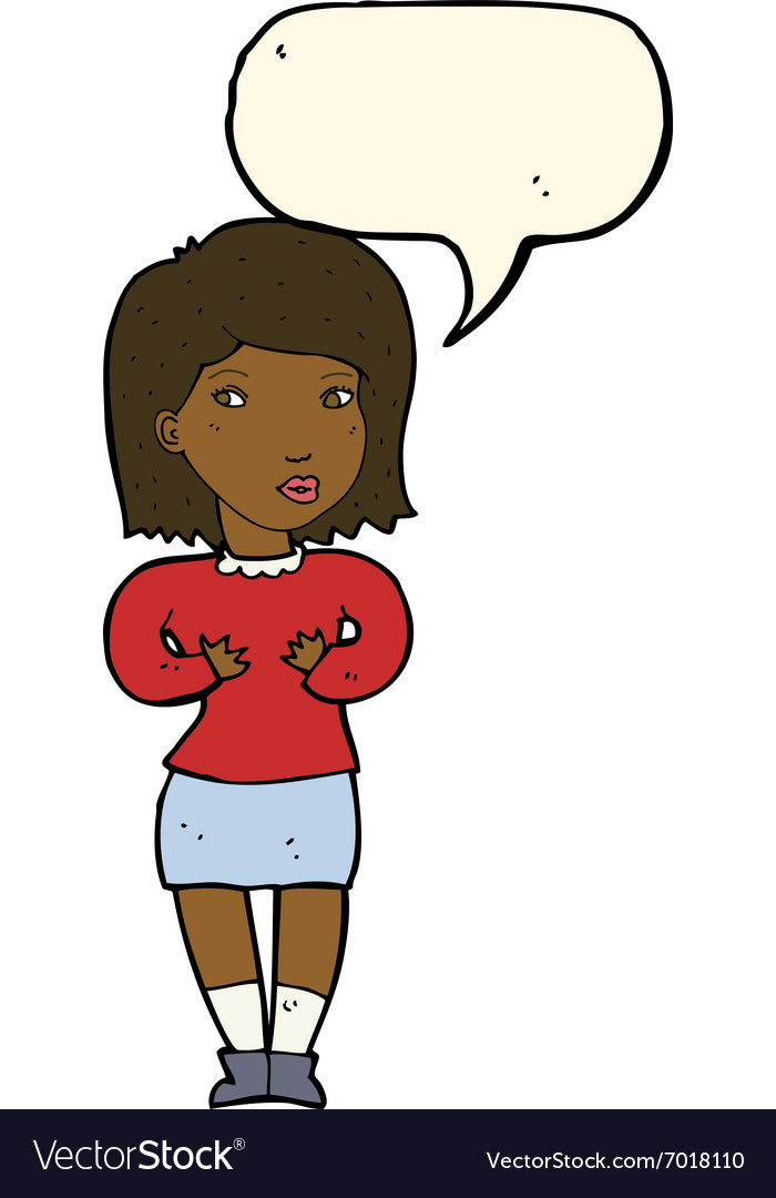 Cartoon woman making excuses with speech bubble Vector Image