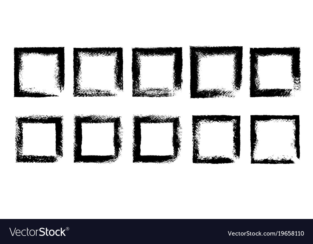 Collection Empty Black Grunge Rectangle Frame Vector Image