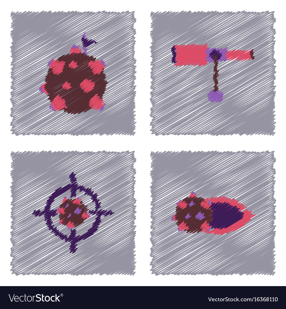 Collection of icons and space concept in stroke