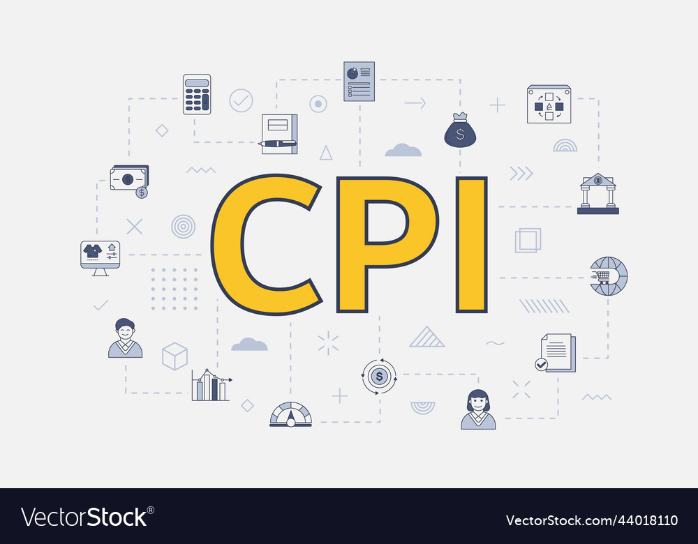 Cpi consumer price index concept with icon set vector image Cpi consumer price index concept with icon set