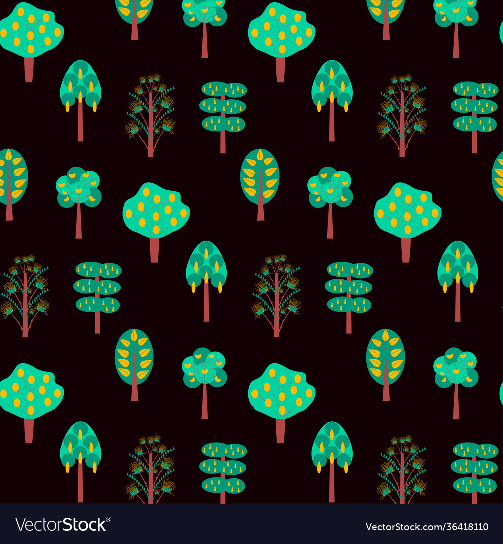 Dark tree seamless pattern