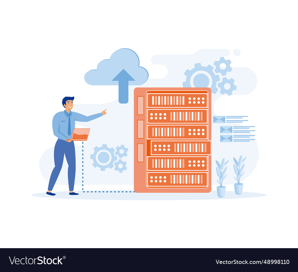 Data server web concept technician works