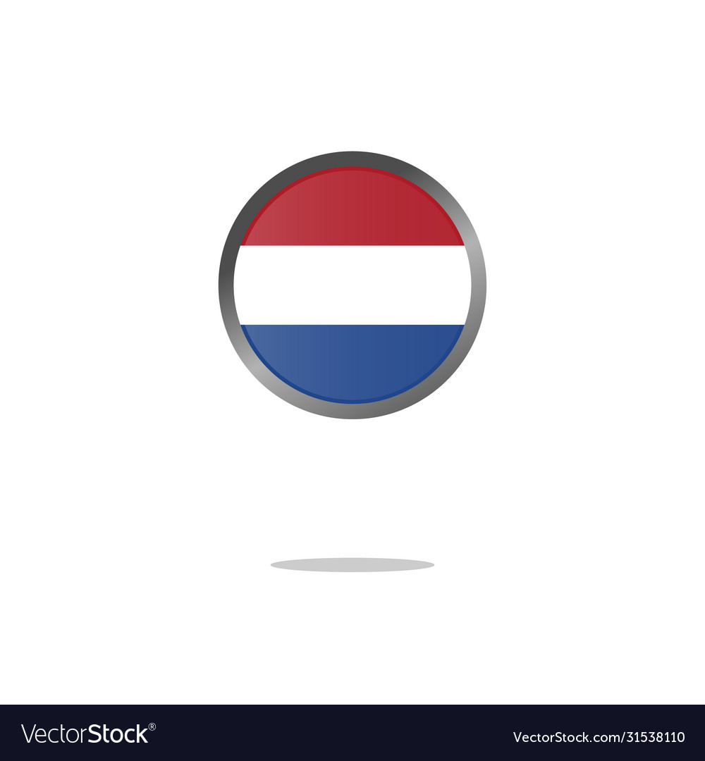 Flag netherlands as round glossy icon button Vector Image Flag netherlands as round glossy icon button