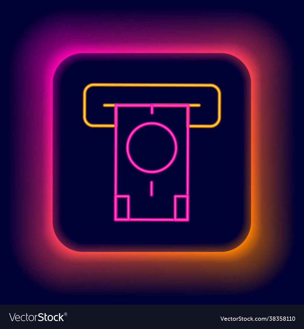 Glowing neon line atm - automated teller machine vector image Glowing neon line atm - automated teller machine