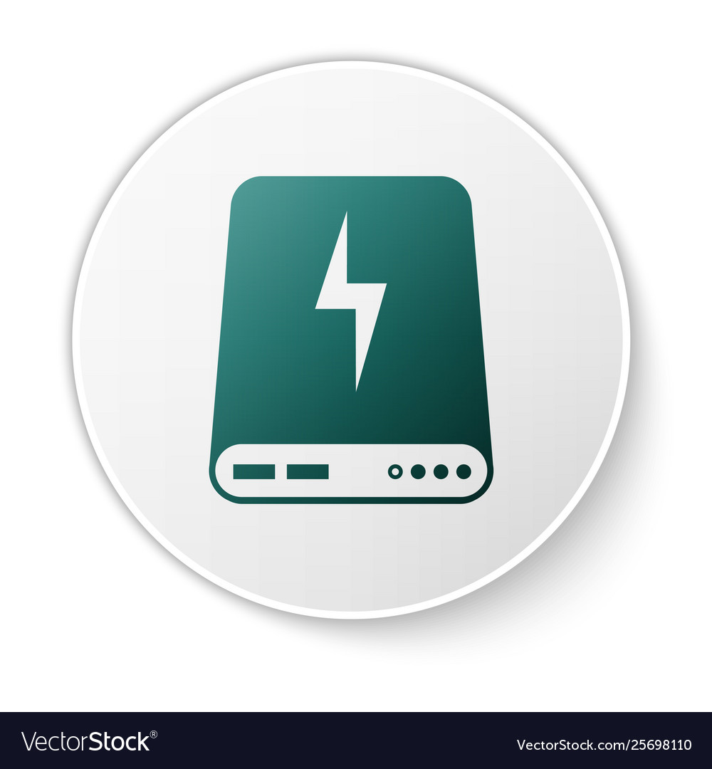 Green power bank icon isolated on white background