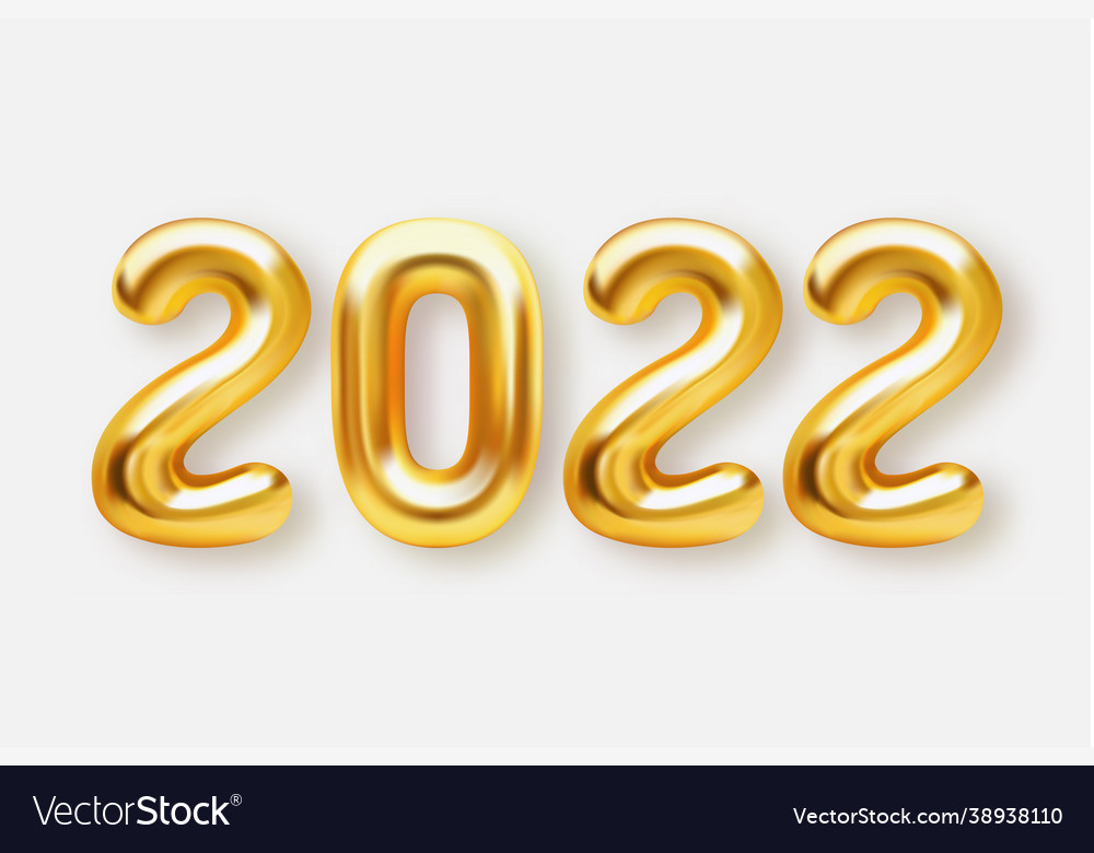 Happy new year 2022 background realistic golden Vector Image