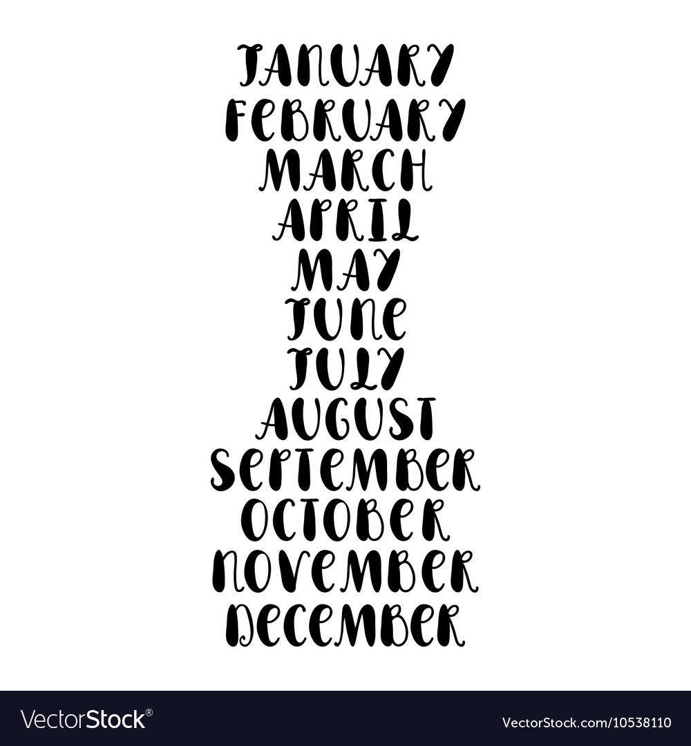 Names of months Royalty Free Vector Image - VectorStock